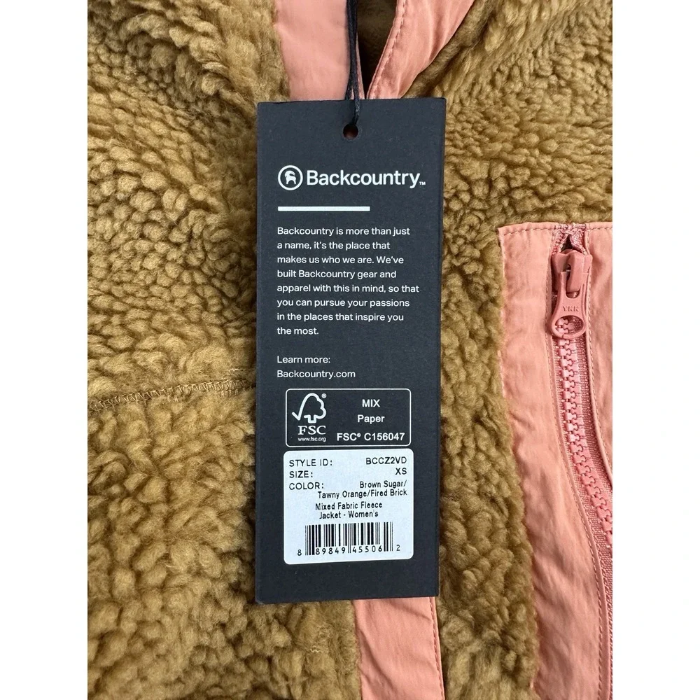 NWT Backcountry Mixed Fabric Deep Pile Teddy Bear Fleece Snap Jacket Women's XS